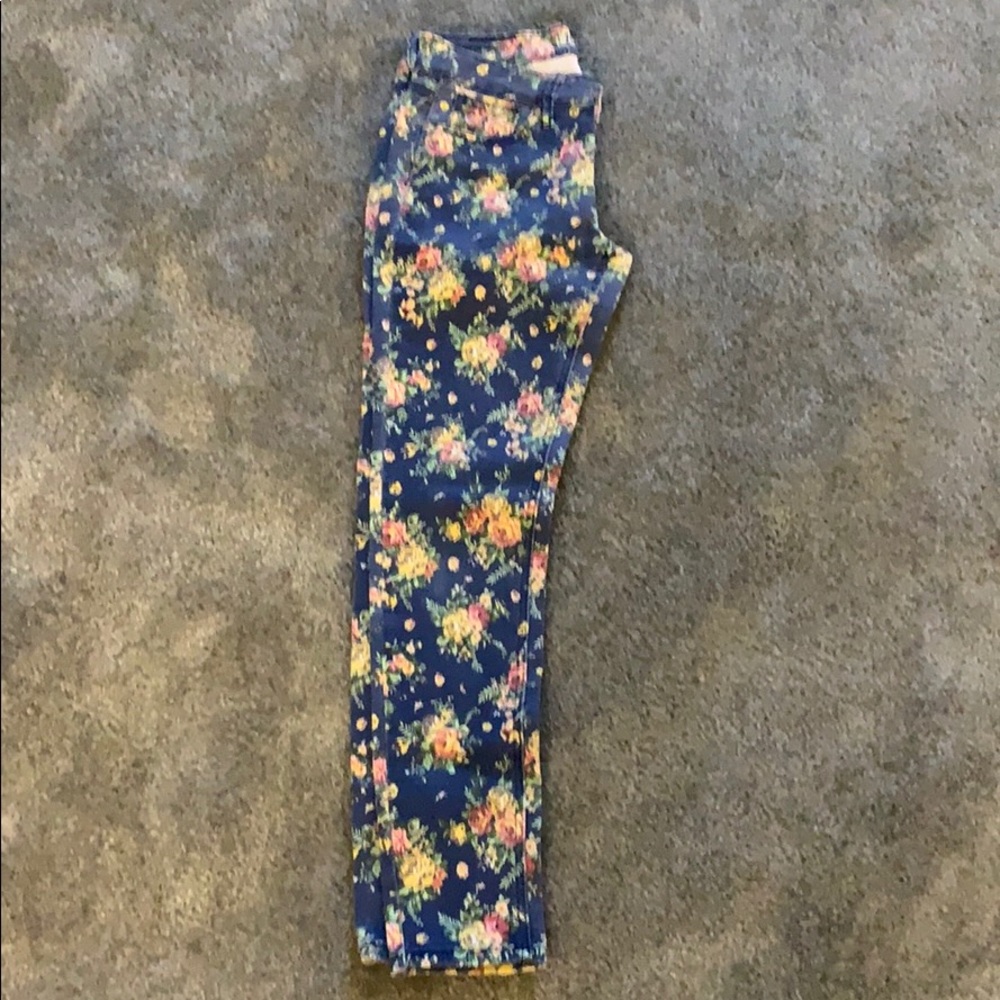 Floral Patterned Stretch Jeans